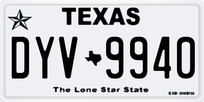 TX license plate DYV9940