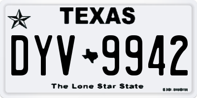 TX license plate DYV9942