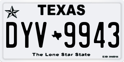 TX license plate DYV9943