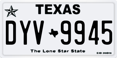 TX license plate DYV9945