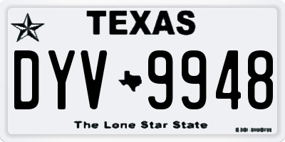 TX license plate DYV9948