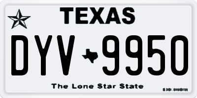 TX license plate DYV9950