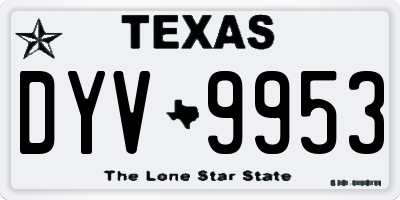 TX license plate DYV9953