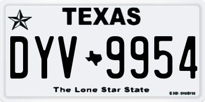TX license plate DYV9954
