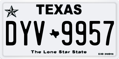 TX license plate DYV9957