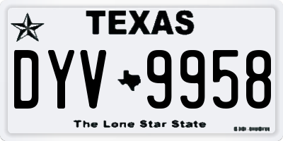 TX license plate DYV9958