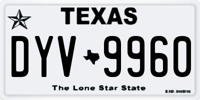 TX license plate DYV9960