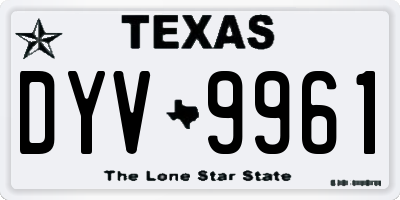 TX license plate DYV9961