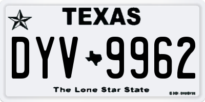 TX license plate DYV9962