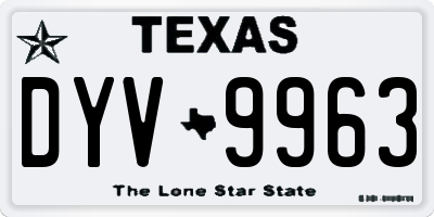 TX license plate DYV9963