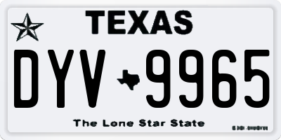 TX license plate DYV9965