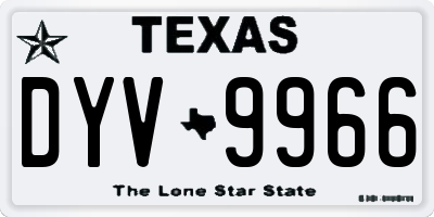 TX license plate DYV9966