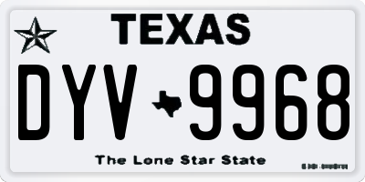 TX license plate DYV9968