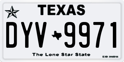 TX license plate DYV9971
