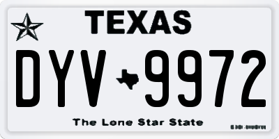 TX license plate DYV9972