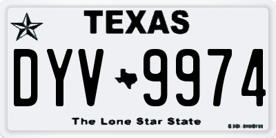 TX license plate DYV9974