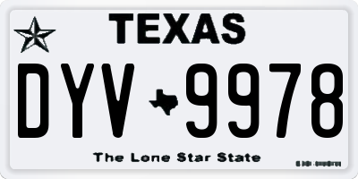 TX license plate DYV9978