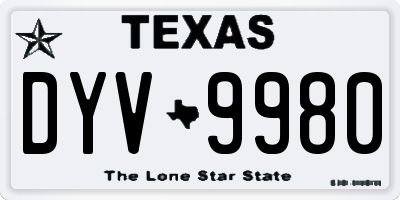 TX license plate DYV9980