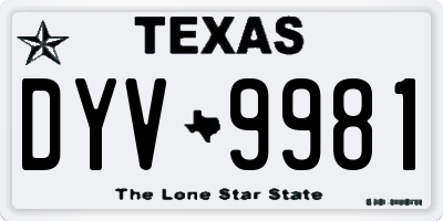 TX license plate DYV9981
