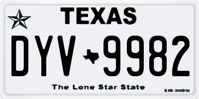 TX license plate DYV9982