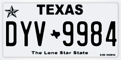 TX license plate DYV9984