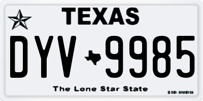 TX license plate DYV9985