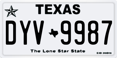 TX license plate DYV9987