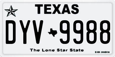 TX license plate DYV9988