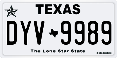 TX license plate DYV9989