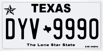 TX license plate DYV9990