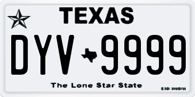 TX license plate DYV9999