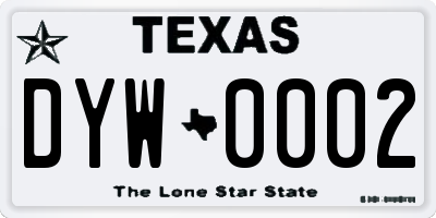 TX license plate DYW0002