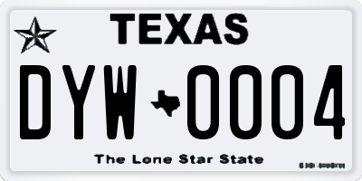 TX license plate DYW0004