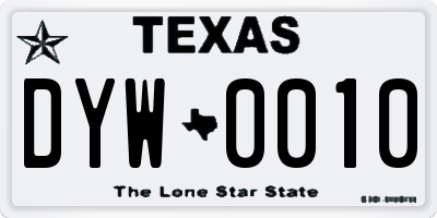 TX license plate DYW0010