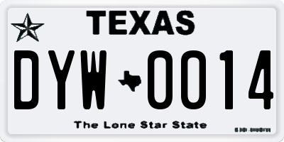 TX license plate DYW0014