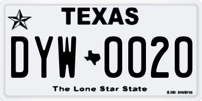 TX license plate DYW0020