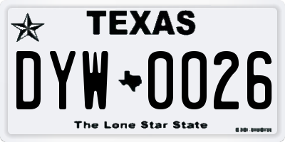 TX license plate DYW0026