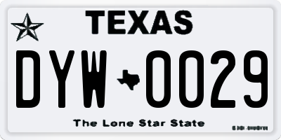 TX license plate DYW0029