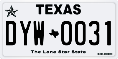 TX license plate DYW0031