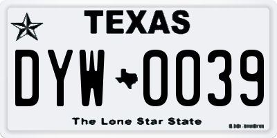 TX license plate DYW0039