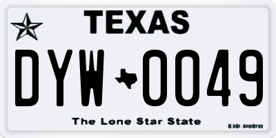 TX license plate DYW0049