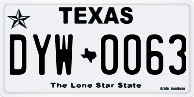 TX license plate DYW0063