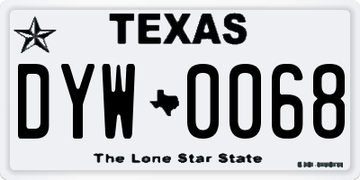 TX license plate DYW0068