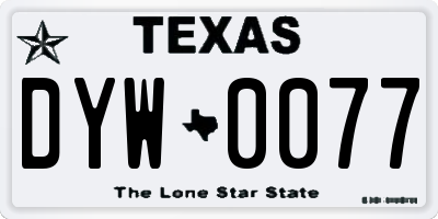 TX license plate DYW0077