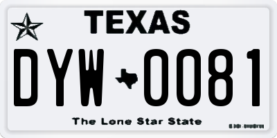 TX license plate DYW0081
