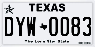 TX license plate DYW0083