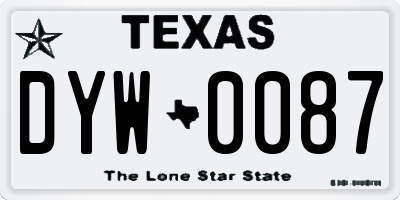 TX license plate DYW0087