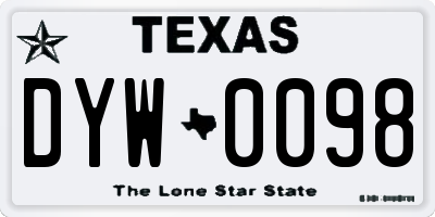 TX license plate DYW0098