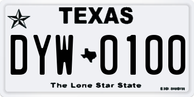 TX license plate DYW0100