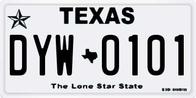 TX license plate DYW0101
